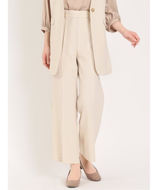 麻調合繊 プルオンワイドパンツ(セットアップ可能)