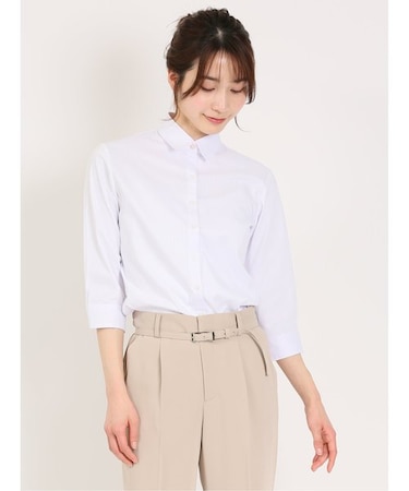 形態安定 ストレッチ レギュラーカラー 7分袖シャツ