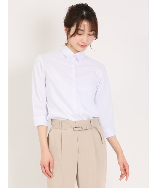 形態安定 ストレッチ レギュラーカラー 7分袖シャツ