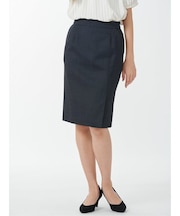 ウール混インディゴ調 タイトスカート(セットアップ可能)