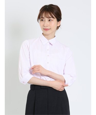 ノーアイロンストレッチ レギュラーカラー 7分袖ニットシャツ