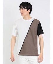 接触冷感 切替クルーネック半袖Tシャツ