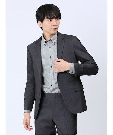 クリアエフェクト スリムフィット 2ボタンジャケット 紺(セットアップ可能)