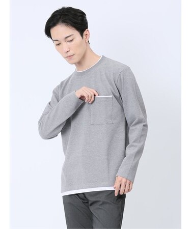 ポップコーン フェイククルーネック長袖Tシャツ