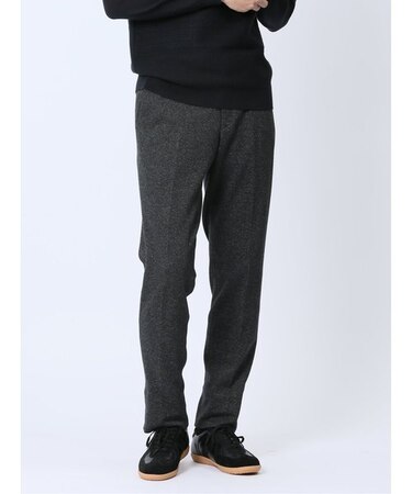 ウール混ジャージ スリムパンツ 黒(セットアップ可能)