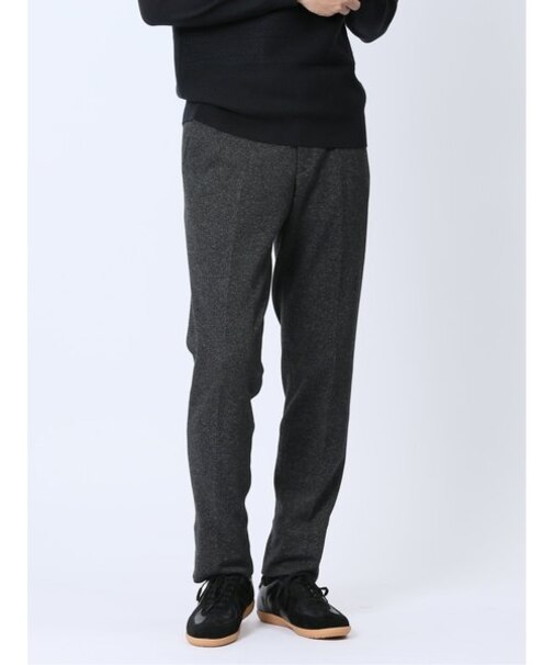 ウール混ジャージ スリムパンツ 黒(セットアップ可能)