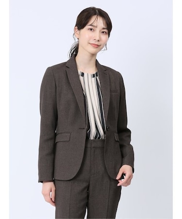 ストレッチシャーク 1ボタンジャケット 茶(セットアップ可能)