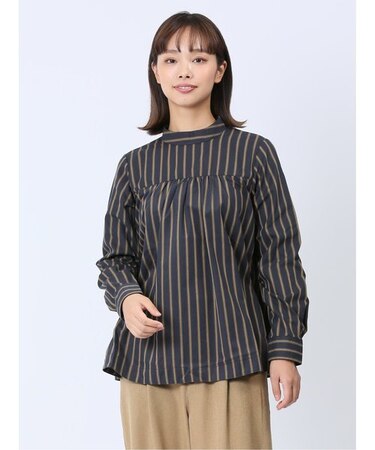 【WEB限定】起毛 スタンドカラープルオーバー長袖ブラウス