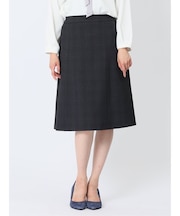 トラベスト チェック柄 フレアースカート 紺(セットアップ可能)