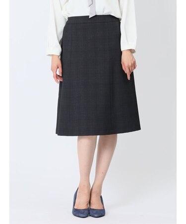 トラベスト チェック柄 フレアースカート 紺(セットアップ可能)