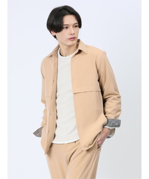 ストレッチ シャンブレーツイル シャツアウター(セットアップ可能)