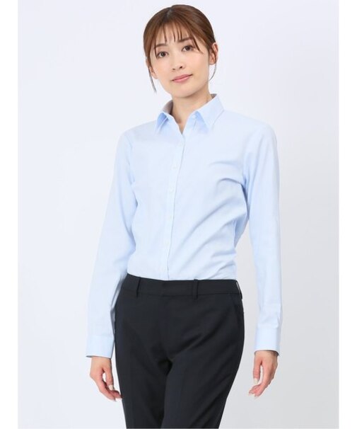 透け防止 形態安定 レギュラーカラー 長袖シャツ