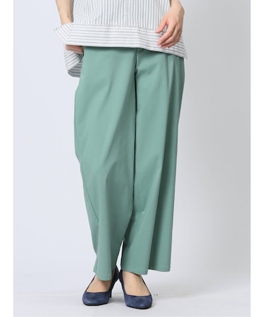 ストレッチ ボタン付き ワイドパンツ