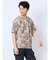 エンボスワッフル リーフ柄クルーネック半袖Tシャツ