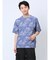 エンボスワッフル リーフ柄クルーネック半袖Tシャツ
