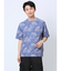 エンボスワッフル リーフ柄クルーネック半袖Tシャツ