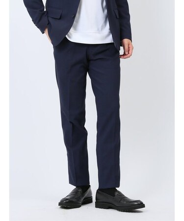 スーパーストレッチ スリムフィット ノータックスラックス バーズアイ紺(セットアップ可能)