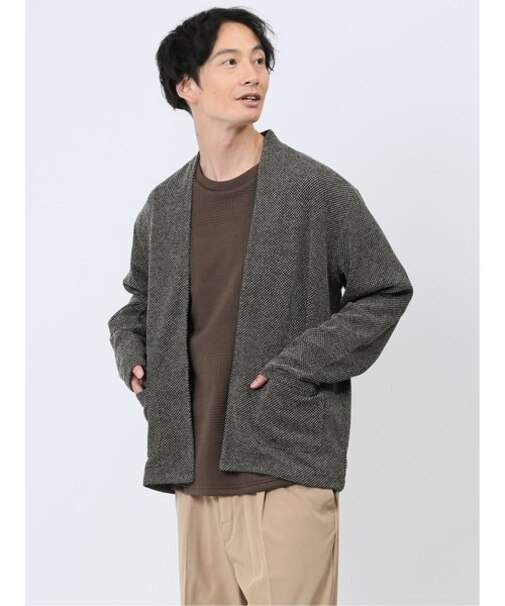 メランジジャガード ボタンレスカーディガン