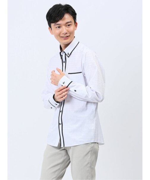 ドビー 二枚衿ボタンダウン長袖シャツ