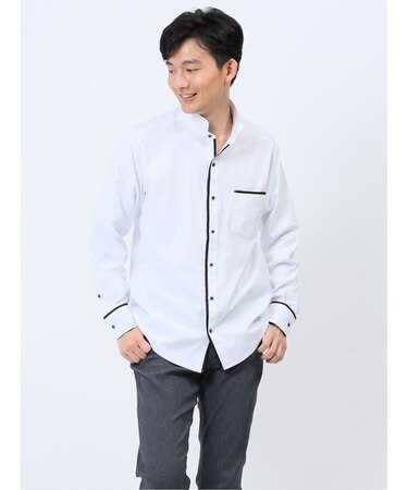 ドビー スタンドカラー長袖シャツ