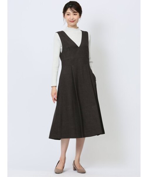 シャークスキン ジャンパースカート こげ茶(セットアップ可能)