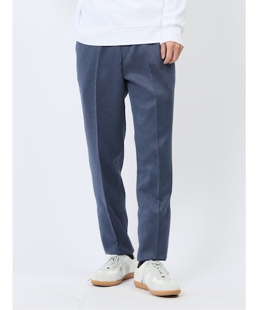 ウォッシャブル レギュラーフィット ノータックパンツ ツイル青(セットアップ可能)