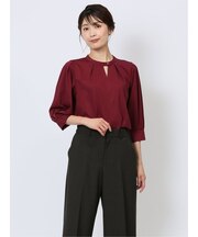 デザインネック 7分袖プルオーバー