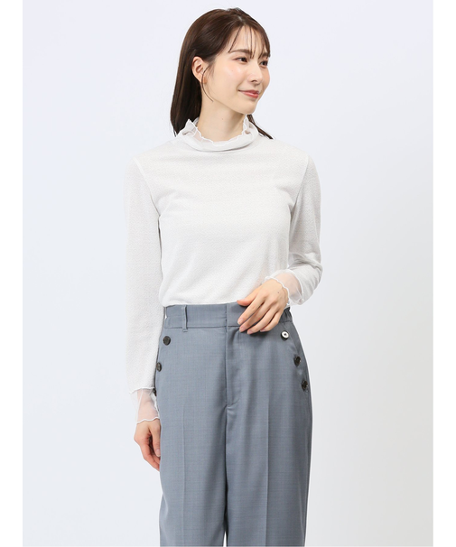 ラメシアー切替 長袖プルオーバー