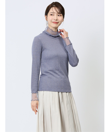 ラメシアー切替 長袖プルオーバー