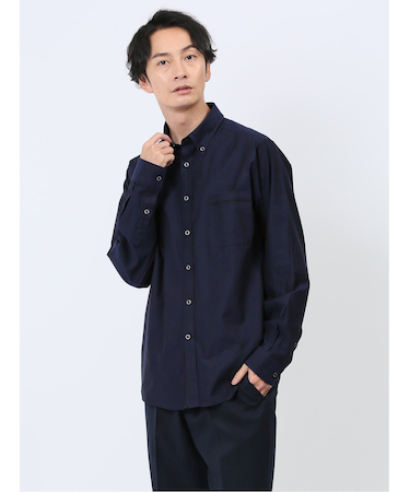 ジャガードペイズリー柄 ボタンダウン長袖シャツ