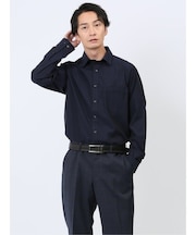 ジャガード小紋柄 ワイドカラー長袖シャツ