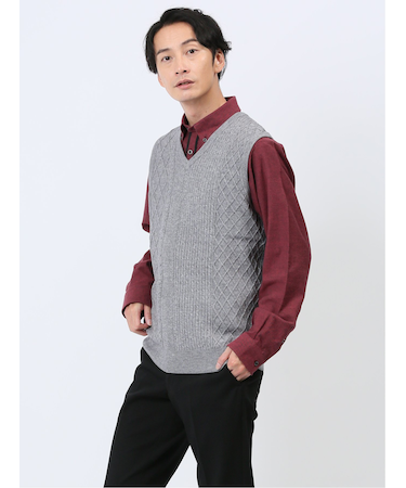 ふわもち アラン柄 プルベスト