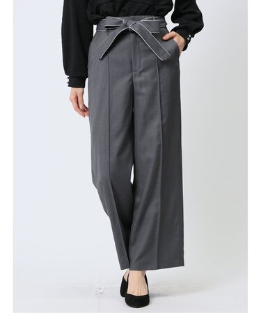 リボンベルト付き ワイドパンツ