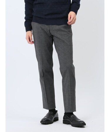 スーパーストレッチ裏起毛 スリムフィット ノータックスラックス チェックグレー