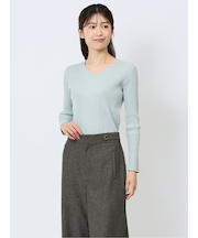 ラメリブニット Vネックプルオーバー