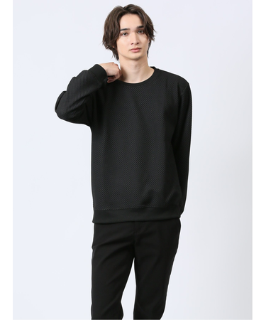 ワッフルジャガード クルーネック長袖Tシャツ