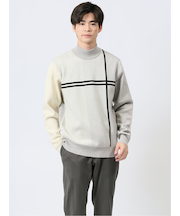 ふわもち 配色 モックネックニット