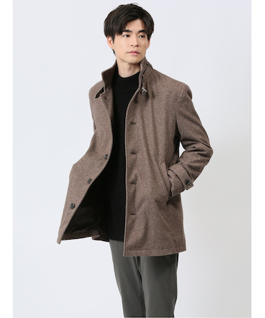 ニットメルトン 衿ベルト スタンドコート
