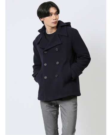 ニットメルトン フード着脱ピーコート