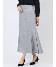 裾プリーツ ロングスカート ジャガード