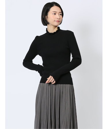 マーブルワルツ/MARBLE WALTS フリルネック リブニットプルオーバー