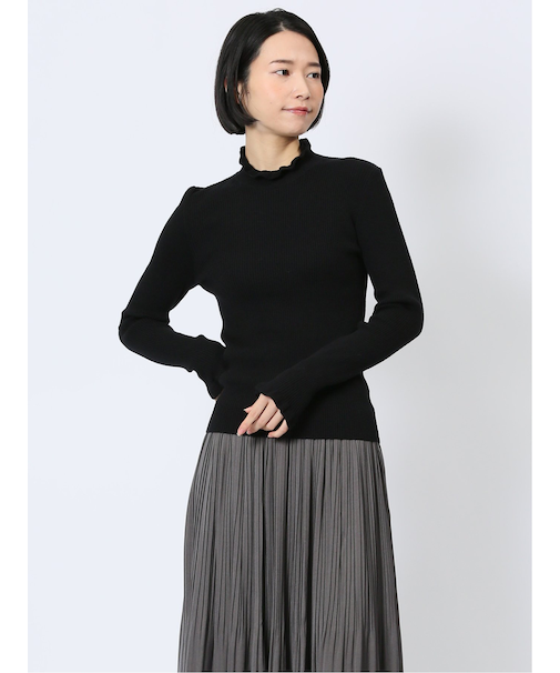 マーブルワルツ/MARBLE WALTS フリルネック リブニットプルオーバー