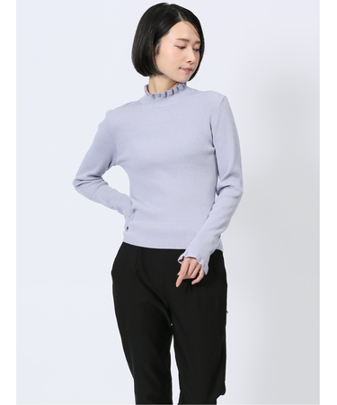 マーブルワルツ/MARBLE WALTS フリルネック リブニットプルオーバー