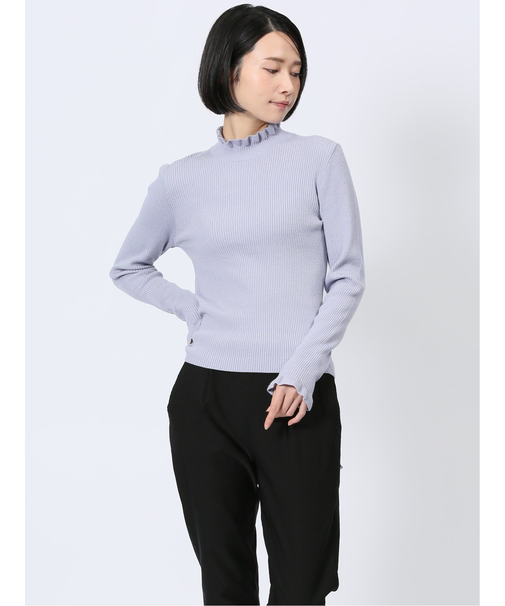 マーブルワルツ/MARBLE WALTS フリルネック リブニットプルオーバー