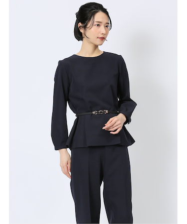 ダブルクロス ペプラム プルオーバーブラウス 紺(セットアップ可能)