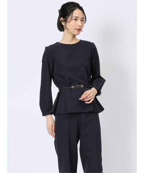 ダブルクロス ペプラム プルオーバーブラウス 紺(セットアップ可能)