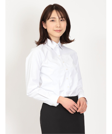 透け防止 形態安定 レギュラーカラー 長袖シャツ