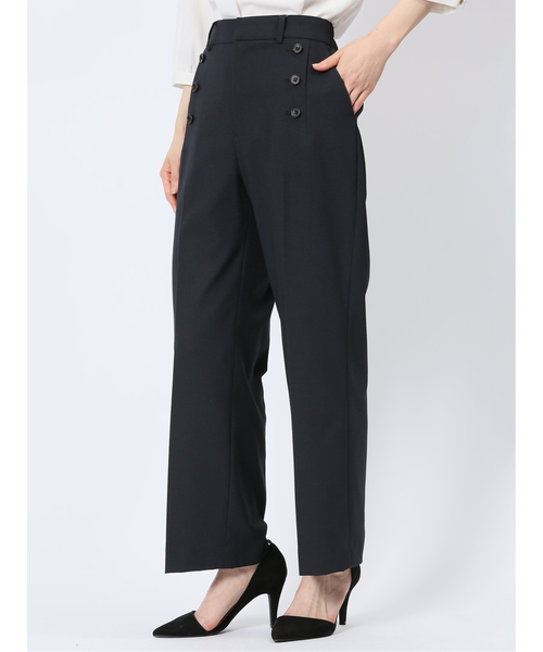 ストレッチウォッシャブル オックス ストレートパンツ 紺