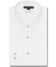 綿100% ノーアイロン スタンダードフィット ワイドカラー長袖シャツ