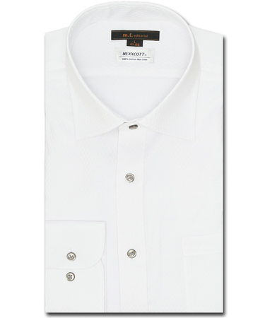 綿100% ノーアイロン スタンダードフィット ワイドカラー長袖シャツ